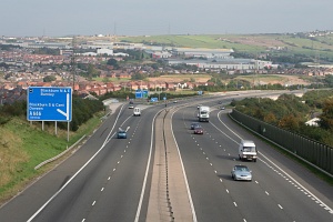 Autostrada M65 pod Blackburn - skromnie; zasadniczo nie bawią się tam w budowę autostrad 2x2