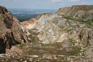 The Izera Mountains: 'Stanislaw' - the closed open-pit quartz mine at 1,100 m above sea level (view from the top)