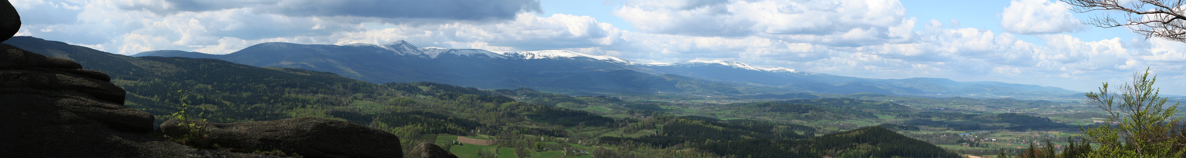 Panorama of the Karkonosze (Giant Mountains) and the Izera Mountains from the Rudawy Janowickie