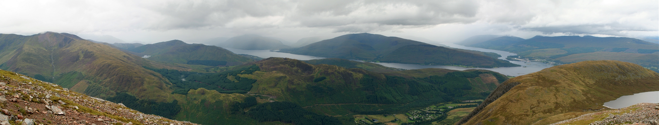 Panorama from the western slope of Ben Nevis, the highest mountain in the British Isles