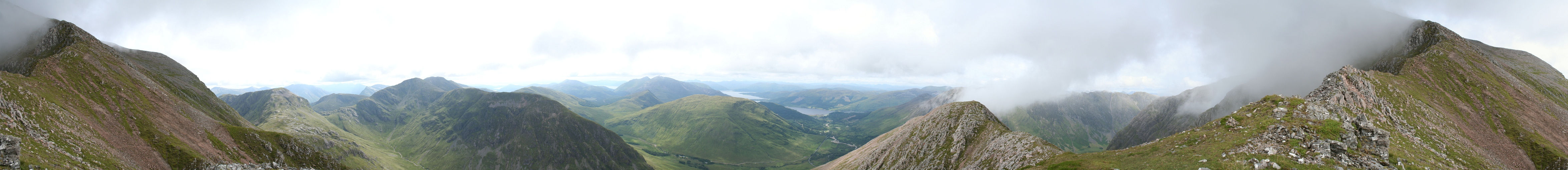 Panorama from a slope of Stob Coire nam Beith (3,632 ft) - between Glen Coe and the summit of Bidean nam Bian (8.08.2010)